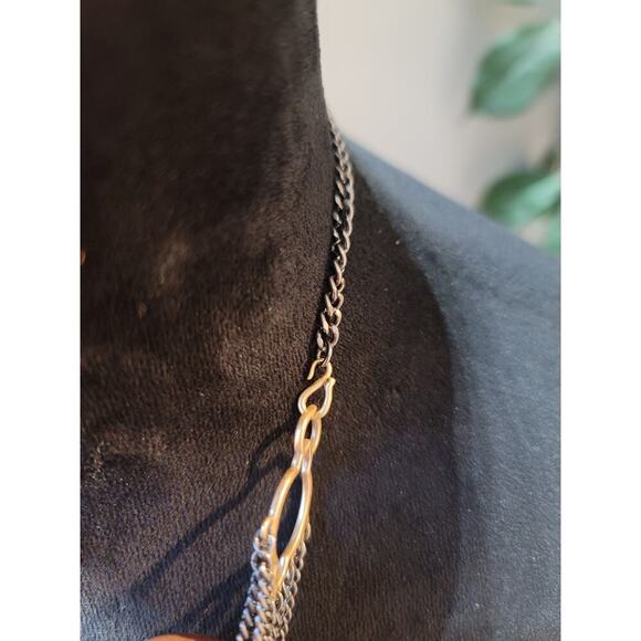 Women's Layered Black And Gold Beaded Necklace With Vintage Hook Clasp - Picture 6 of 6